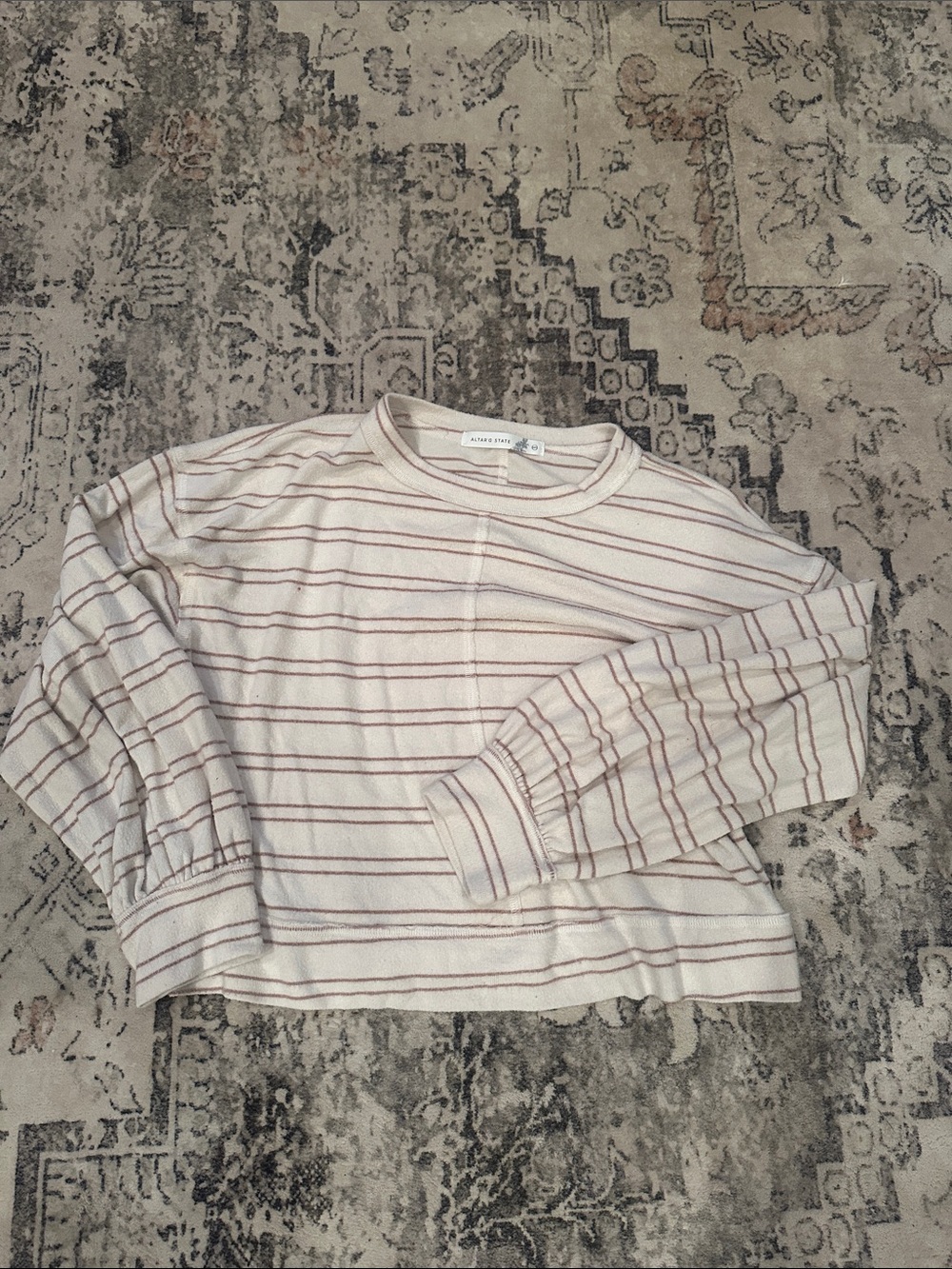 Altar’d State Striped Cream Long Sleeve - Size XXS
